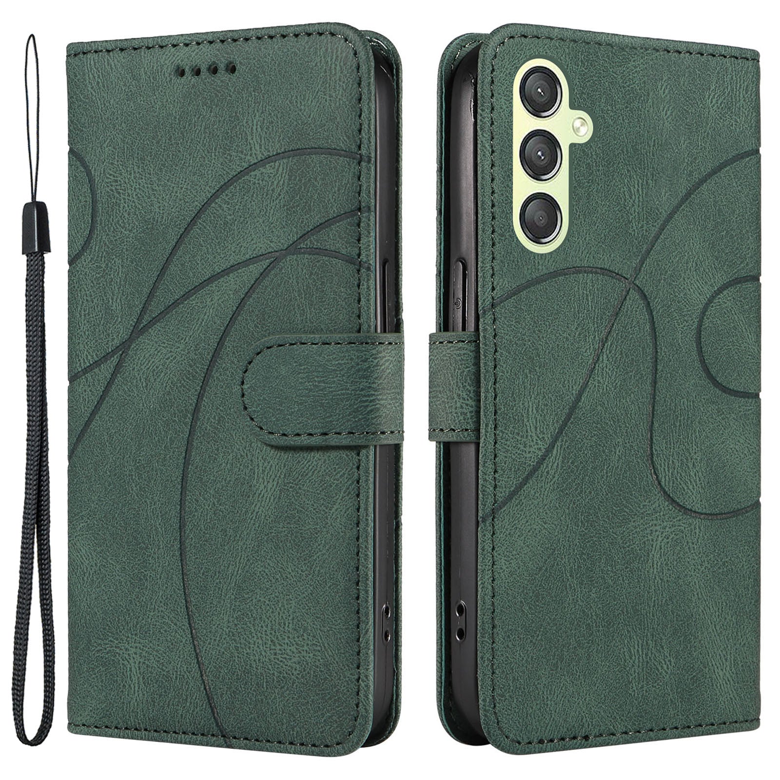 For Samsung Galaxy A24 4G Lines Imprinted Leather Wallet Phone Case Foldable Stand Cover For Samsung Galaxy A24 4G Lines Imprinted Leather Wallet Phone Case Foldable Stand Cover